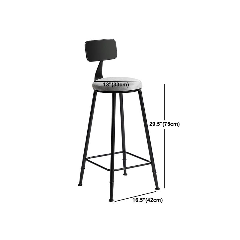Industrial Metal Barstool Low Back Fabric Upholstered Counter Stool in Matte Finish Clearhalo 'Bar Furniture' 'Bar Stools' 'bar_stools' 'furn' 'furn_bar_stools' 'Furniture' 'Kitchen & Dining Furniture' 1200x1200_70677a53-5e39-49bb-9db5-07fda10d413a