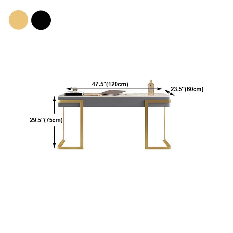 Glamstil 2-Schüchter-Büroschreibtisch Sintered Stone Top Desk mit Edelstahlbeinen