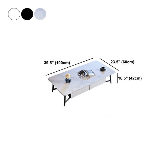 16.5" Tall Modern Ironcraft 4 Legs Slate Black/White Rectangular Top Coffee Table Clearhalo 'Coffee & Accent Tables' 'Coffee Tables' 'coffee_tables' 'Furniture' 'furniture_coffee_tables' 'Living Room Furniture' 1200x1200_706aca27-5c3d-434a-b1a7-db044305caa5