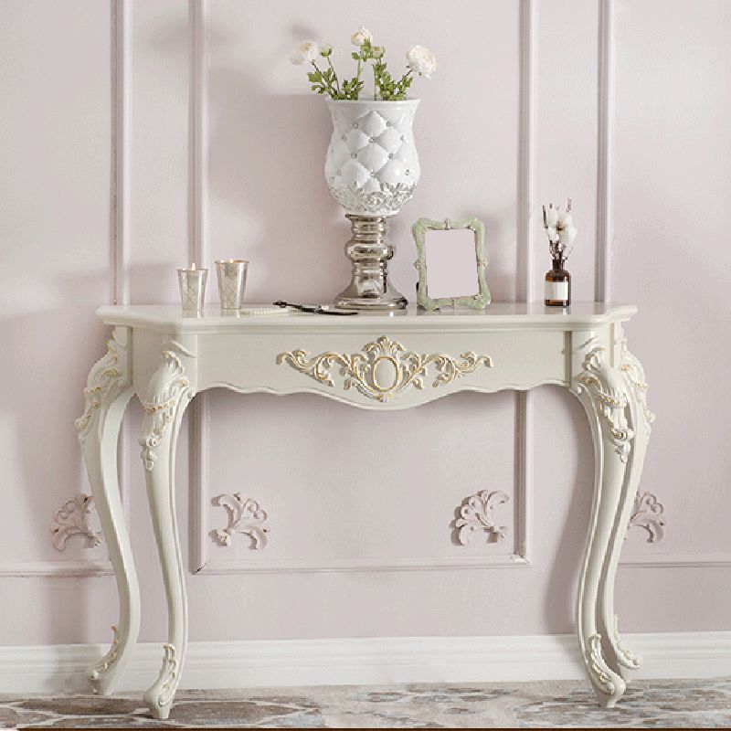Französischer Land Sofa Tisch zurückgewonnenes Holz Rechteck 4 Beine weiße Konsolentisch