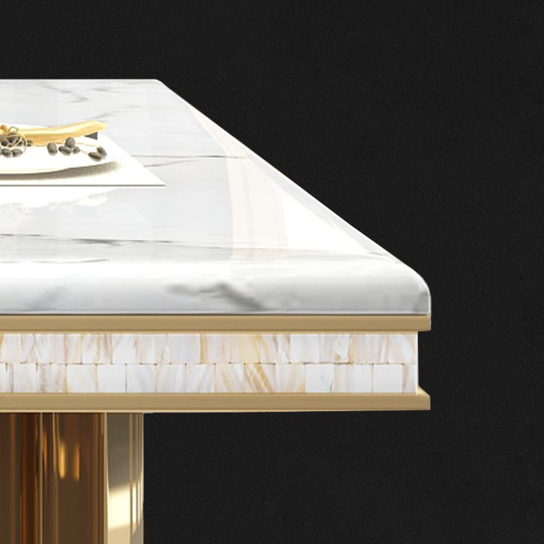 Glam Faux Marble Dining Table Dining Rectangle Table with Metal Legs for Home Clearhalo 'Dining Tables & Seating' 'Dining Tables' 'dining_table' 'furn' 'furn_dining_table' 'Furniture' 'Kitchen & Dining Furniture' 1200x1200_706da194-fdfb-4ba5-82f5-89730344f3d7