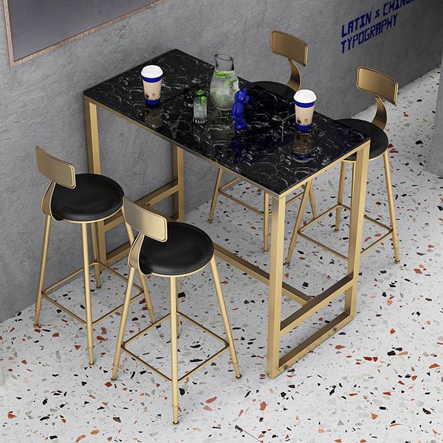 Contemporary Stone Trestle Counter Table Bistro Bar Height Cocktail Table in Gold Clearhalo 'Bar Furniture' 'Bar Tables' 'bar_tables' 'furn' 'furn_bar_tables' 'Furniture' 'furniture_bar_tables' 'Kitchen & Dining Furniture' 1200x1200_706e1f9f-2cd6-44ff-a405-656db5cc146a