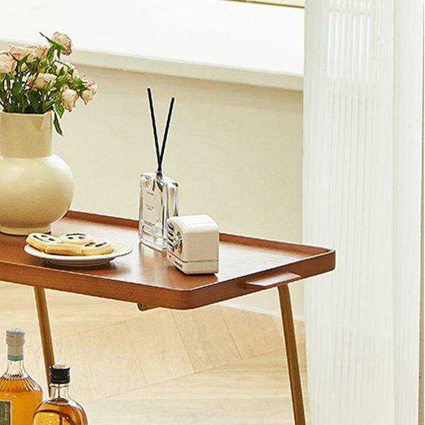 Modernistic End Slide Table Living Room Rectangular with Storage Solid Wood