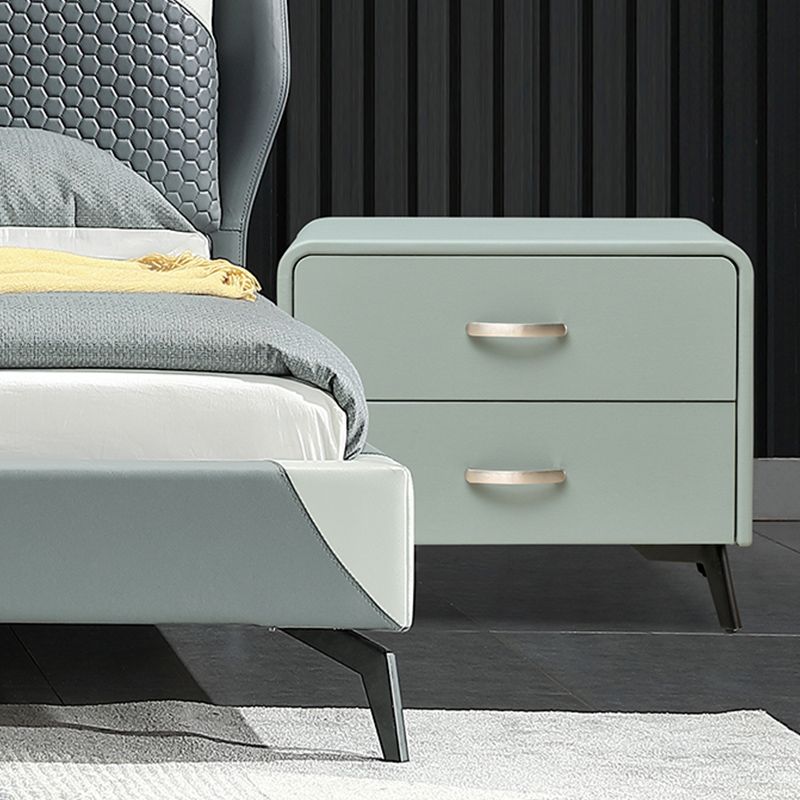 18 '' tavolo da notte in legno massello alto 2-disegno in pelle finta