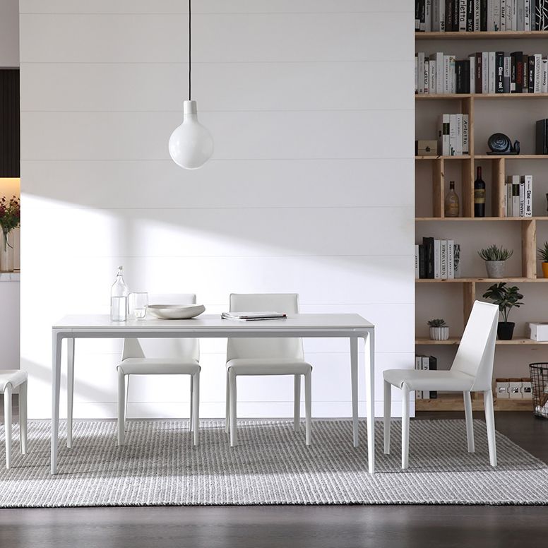 Simple White Kitchen Dining Table Sintered Stone Standard Dining Table with 4 Legs Base Clearhalo ' dining_table' 'Dining Tables & Seating' 'Dining Tables' 'Furniture' 'furniture_dining_table' 'Kitchen & Dining Furniture' 'kitchen&dining_furn' 'kitchen' 'kitchen_dining_table' 1200x1200_70707adb-d266-44a1-804b-83e1ee2caafa