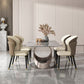 Glossy Gray Dinette Table with Metal Base Traditional Luxury Dining Table for Home Clearhalo 'Dining Tables & Seating' 'Dining Tables' 'dining_table' 'furn' 'furn_dining_table' 'Furniture' 'Kitchen & Dining Furniture' 1200x1200_7071e974-6880-466e-8679-f7285f577f68