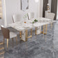Luxury Rectangle Dining Table Sintered Stone Top Metal Base Home Kitchen Desk