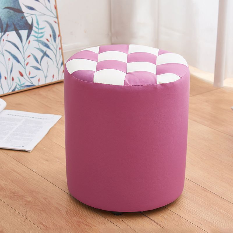 Contemporary Pouf Ottoman PU Leather Upholstered Tufted Square Pattern Round Ottoman Clearhalo 'furn' 'furn_ottomans_poufs' 'Furniture' 'Living Room Furniture' 'Ottomans & Poufs' 'ottomans_poufs' 1200x1200_70778fb0-6314-4560-b56e-b3d7febd82ea