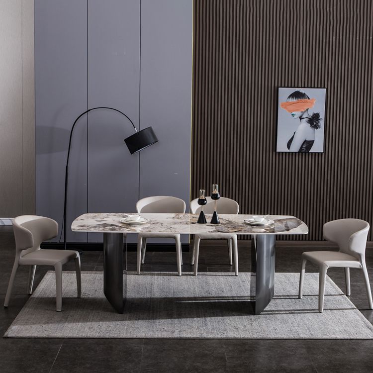 Ensemble de table de salle de bain en pierre beige 1/4/5/7 PCS Glam Style Dining Set