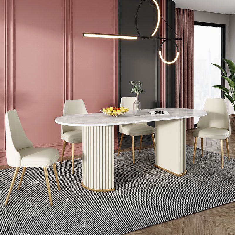 Double Pedestal Dinner Table Traditional Luxury Oval Dining Table for Home Clearhalo 'Dining Tables & Seating' 'Dining Tables' 'dining_table' 'furn' 'furn_dining_table' 'Furniture' 'furniture_dining_table' 'Kitchen & Dining Furniture' 'kitchen' 'kitchen_dining_table' 1200x1200_707b1ee2-46e0-4ffd-bba0-f542e0c8c0e1