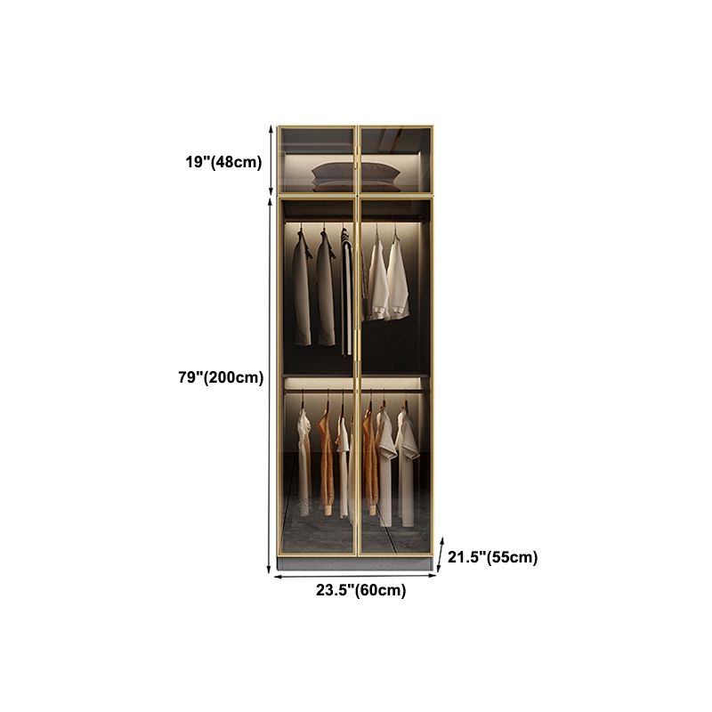 Glass and Wood Wardrobe Armoire Contemporary Wardrobe Closet Clearhalo 'Armoires & Wardrobes' 'armoires_wardrobes' 'Bedroom Furniture' 'furn' 'furn_armoires_wardrobes' 'Furniture' 1200x1200_707b41ee-ae5b-41a5-aa68-01b37ff1bd1b