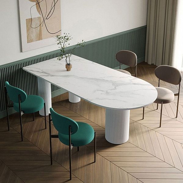 Metal Contemporary Free Form Dining Table Marble Top Table for Dining Room and Kitchen Clearhalo ' dining_table' 'Dining Tables & Seating' 'Dining Tables' 'furn' 'furn_dining_table' 'Furniture' 'furniture_dining_table' 'Kitchen & Dining Furniture' 'kitchen&dining_furn' 'kitchen' 'kitchen_dining_table' 1200x1200_707c0c0f-1a55-475a-af92-6d9f721ef9ef