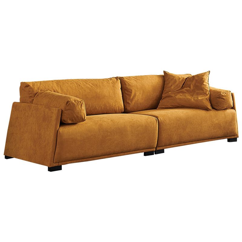 Leather Sofa Stationary Settee Solid Color Modern Sofa for Living Room