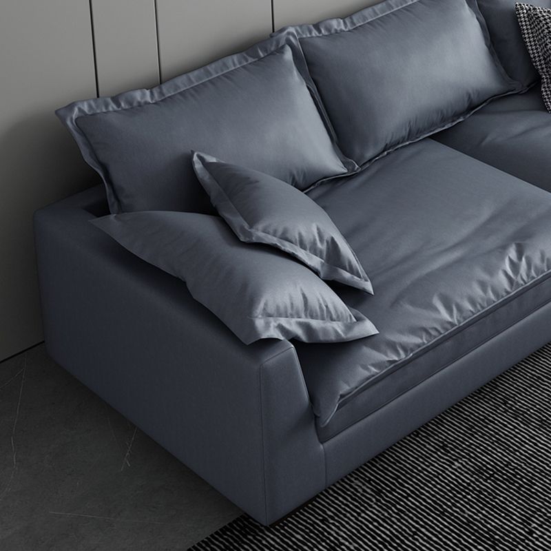 静止リビングルームスクエアアーム標準ブルーグレーモダンソファ