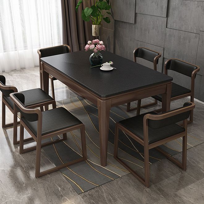 Stone Top Dinette Table with Ash Wood Legs Black Indoor Dining Table Clearhalo 'Dining Tables & Seating' 'Dining Tables' 'dining_table' 'furn' 'furn_dining_table' 'Furniture' 'Kitchen & Dining Furniture' 1200x1200_708329fd-67c1-497e-9372-5150981ff691