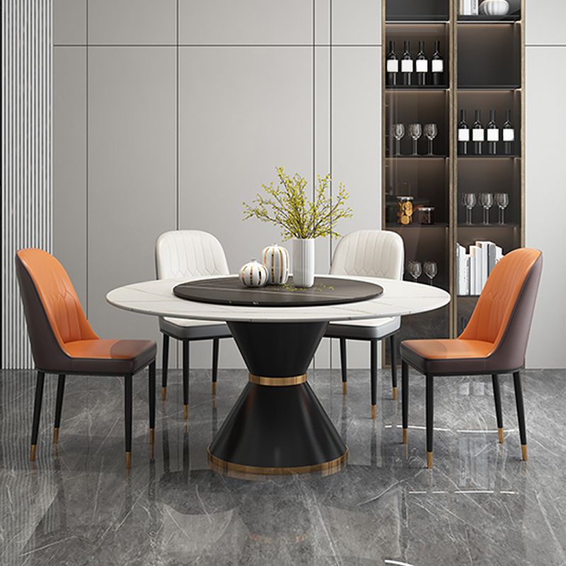 Contemporary Style Round Dining Table Steel Pedestal Base Table for Room Clearhalo 'Dining Tables & Seating' 'Dining Tables' 'dining_table' 'furn' 'furn_dining_table' 'Furniture' 'Kitchen & Dining Furniture' 1200x1200_7086f1dc-4d1a-44d7-ac39-c868704ead41