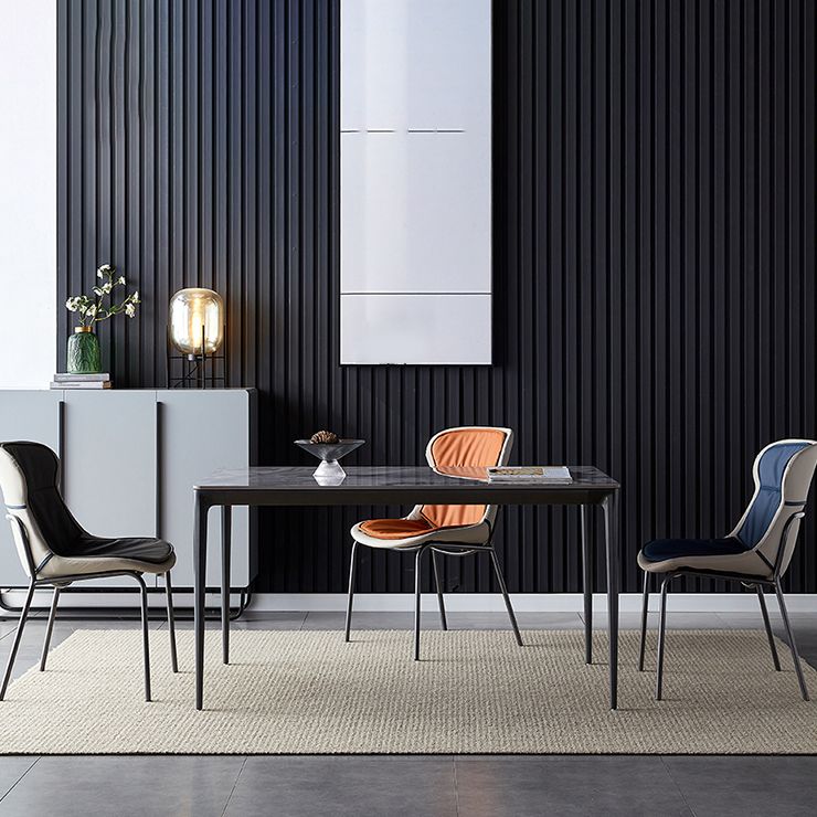 Industrial Style Leather Dining Armless Chairs Solid Back Dining Chair for Kitchen Clearhalo ' kitchen&dining_furn' 'Dining Chairs' 'Dining Tables & Seating' 'dining_chair' 'furn' 'furn_dining_chair' 'Furniture' 'furniture_dining_chair' 'Kitchen & Dining Furniture' 'kitchen' 1200x1200_70870557-1233-4d29-9989-b16d7983bd8a