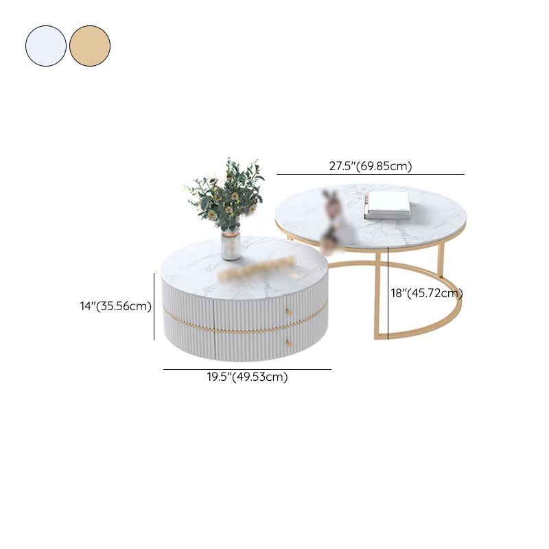 Round Nesting Coffee Table Set Frame Coffee Table with Storage Clearhalo 'Coffee & Accent Tables' 'Coffee Tables' 'coffee_tables' 'furn' 'furn_coffee_tables' 'Furniture' 'Living Room Furniture' 1200x1200_7089a63b-4ed4-447f-aea0-374fe29ea7bf