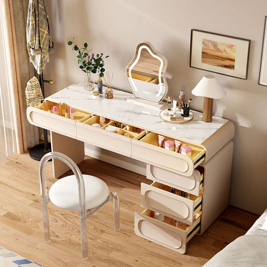 Glam in pietra beige vanity scrivania da letto da letto da letto con cassetto