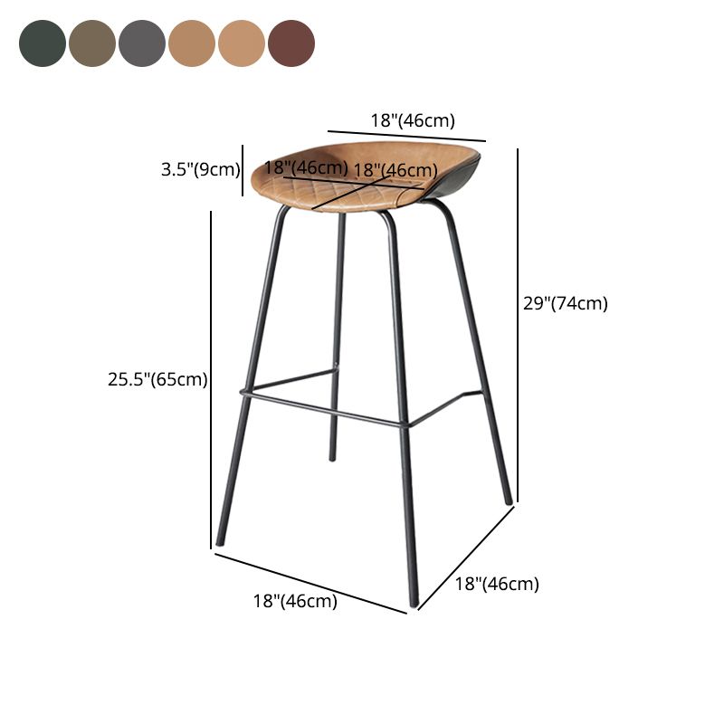 Industrial Iron Distressed Quilted Barstool Indoor Tall Stool with Leather Seat Clearhalo 'Bar Furniture' 'Bar Stools' 'bar_stools' 'furn' 'furn_bar_stools' 'furniture_bar_stools' 'Kitchen & Dining Furniture' 'kitchen&dining_furn' 'kitchen' 'kitchen_furn' Furniture' 1200x1200_708aecbc-3c3c-486f-a62b-d8567249e4e0