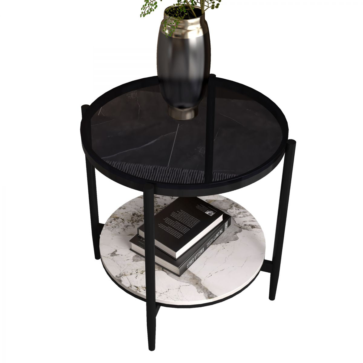 Modernistic 4 gambe rotonde a doppio livello di soggiorno tavolino