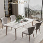 Mesa de comedor estilo Glam, mesa de comedor rectangular de piedra en blanco