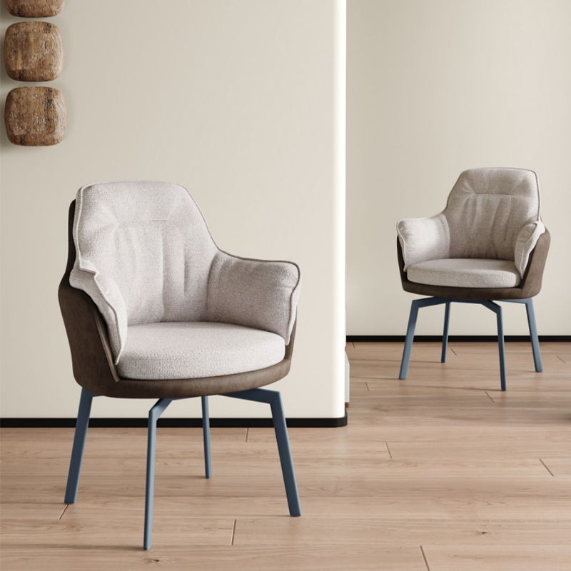 Industrial Kitchen Dining Chairs Fabric Arm Dining Chairs with Metal Legs Clearhalo 'Dining Chairs' 'Dining Tables & Seating' 'dining_chair' 'furn' 'furn_dining_chair' 'Furniture' 'Kitchen & Dining Furniture' 1200x1200_70911bb8-a6fd-44c0-b1cc-8e5e206c14ca