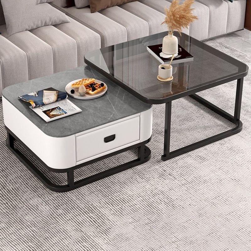 Frame Coffee Table Modern Slate Cocktail Table with Storage Drawers Clearhalo 'Coffee & Accent Tables' 'Coffee Tables' 'coffee_tables' 'furn' 'furn_coffee_tables' 'Furniture' 'Living Room Furniture' 1200x1200_7091c8c6-47a4-48e0-b172-03b3f57aa837