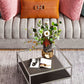 Contemporary Square Top Coffee Table with Glass Top and 4 Legs