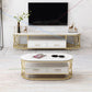 Glam Stone Meuble TV avec étagères ouvertes et console avec tiroirs