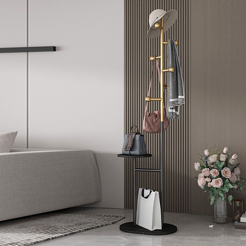 Contemporary Hall Tree Free Metal Coat Hooks Coat Rack with Storage Shelving Clearhalo 'Entry & Mudroom Furniture' 'furn' 'furn_hall_tree_coat_racks' 'Furniture' 'Hall Trees & Coat Racks' 'hall_tree_coat_racks' 1200x1200_7094cca5-2c88-43f6-b66d-528f903d85ca