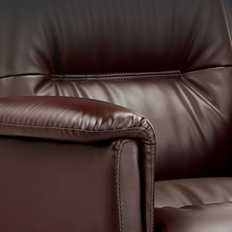 Chaise de bureau en cuir de base en acier haute chaise de bureau rembourrée avec roues