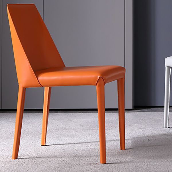 Sillas de comedor sin brazo de cuero sintética silla lateral de comedor moderno