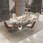 Set di dinette glam beige per casa 1/4/5/7 pezzi set da pranzo in pietra