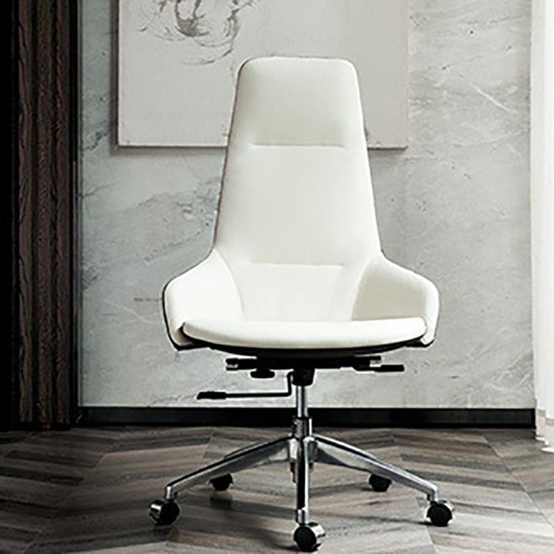 Faux Leather Office Chair Contemporary Nylon Desk Chair in White Clearhalo 'furn' 'furn_office_chair' 'Furniture' 'Office Chairs' 'Office Furniture' 'office_chair' 1200x1200_70999a39-e153-4f93-aceb-06e4b8b0b9c0