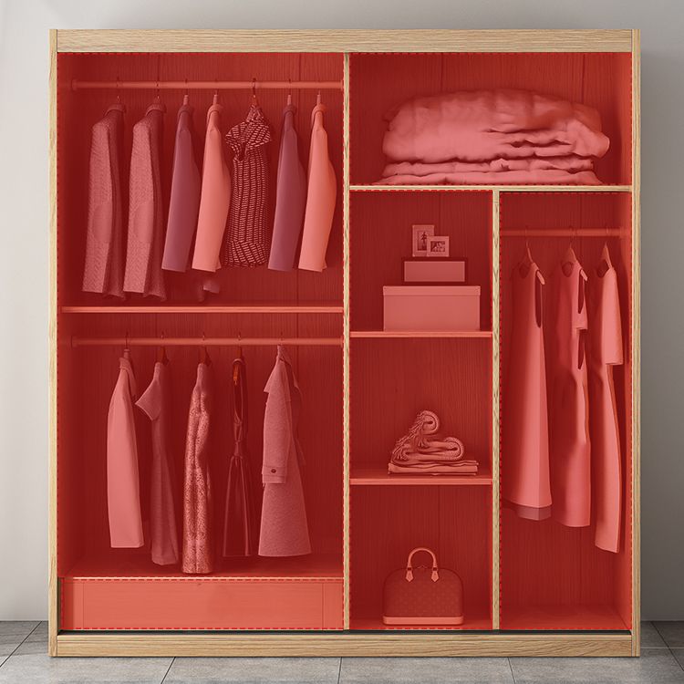 Armario de madera de ingeniería deslizante con cajón armario moderno de vestuario