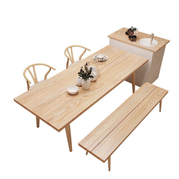 Glam Table à manger rectangulaire en bois avec pieds en bois pour usage domestique
