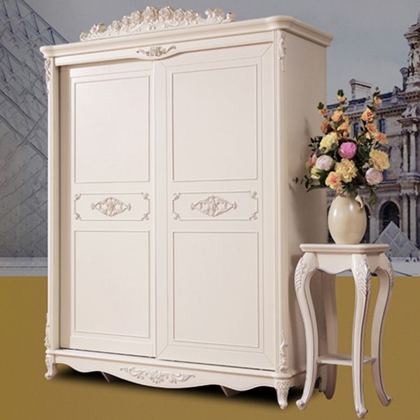 Modern Style White Wardrobe Cabinet Wood Clothes Rail Wardrobe Armoire