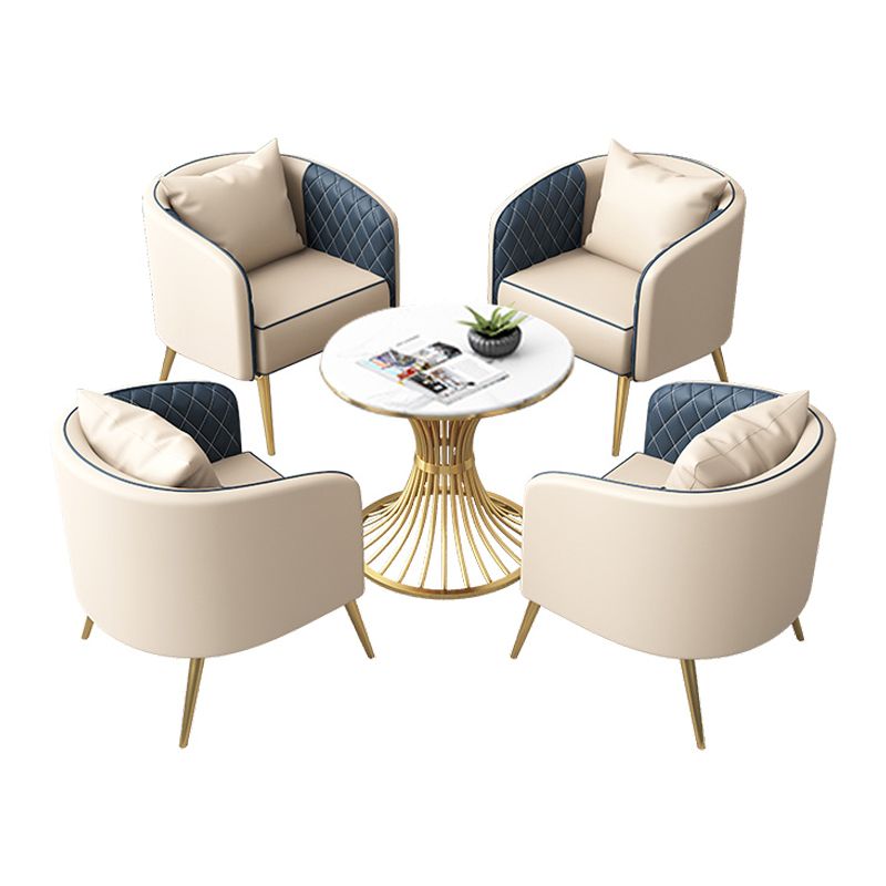 1/5 Pcs Metal Glam Style Dining Room Set with Round Table and Pedestal Base Dining Set Clearhalo 'Dining Room Sets' 'Dining Tables & Seating' 'dining_room_set' 'furn' 'furn_dining_room_set' 'Furniture' 'furniture_dining_room_set' 'Kitchen & Dining Furniture' 'kitchen&dining_furn' 'kitchen' 1200x1200_709beba9-f93b-4254-be7b-16538987d54d