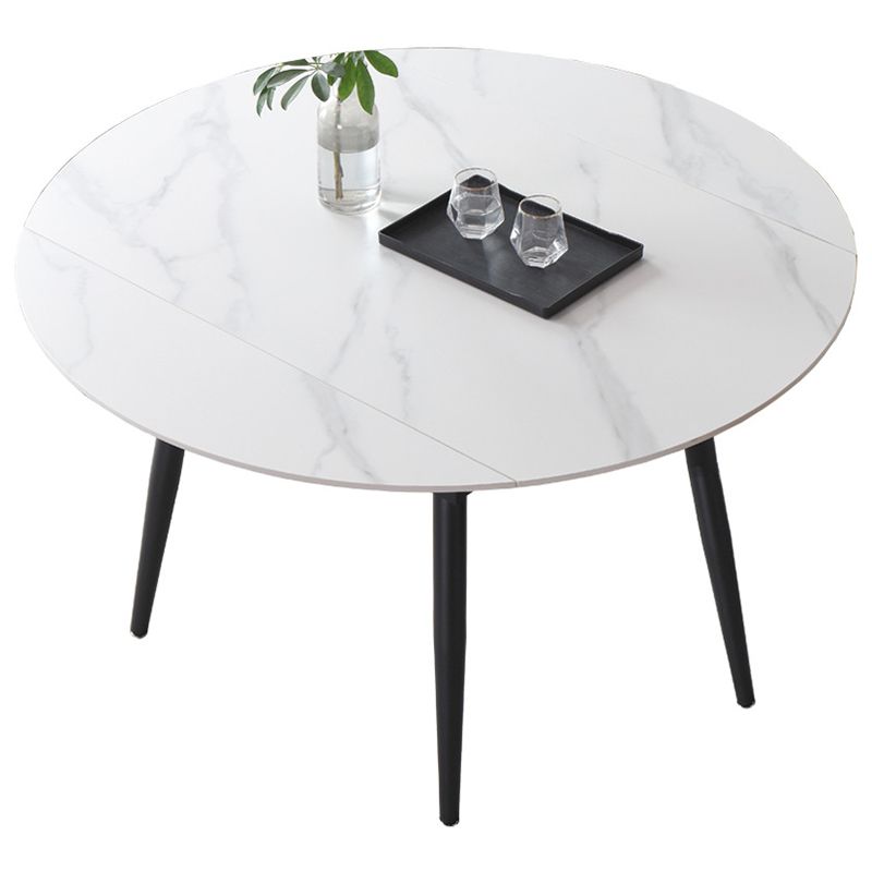Modern Style Sintered Stone Dining Table White Round Home Table with Black Frame Clearhalo ' dining_table' 'Dining Tables & Seating' 'Dining Tables' 'furn' 'furn_dining_table' 'Furniture' 'furniture_dining_table' 'Kitchen & Dining Furniture' 'kitchen&dining_furn' 'kitchen' 'kitchen_dining_table' 1200x1200_709c3a4d-b1d9-4965-a799-7437be677cef