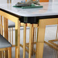 Rectangle White Top Dining Table Traditional Luxury Dining Table with Gold Frame