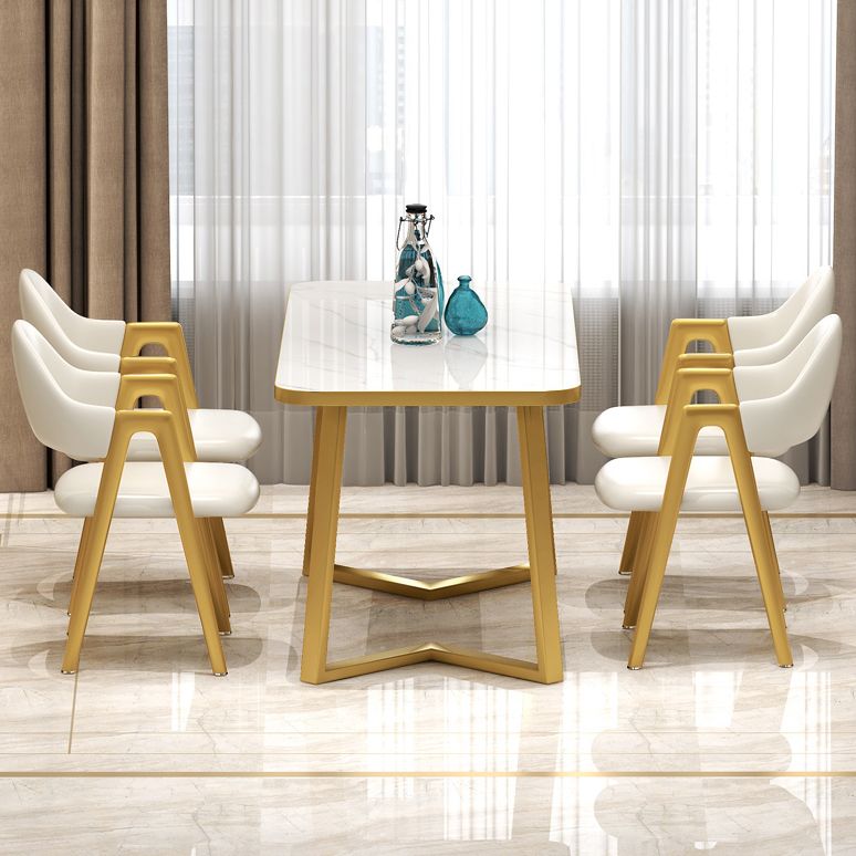 Standard Sintered Stone Top Dining Set with 2 Gold Metallic Legs for Dining Furniture Clearhalo 'Dining Room Sets' 'Dining Tables & Seating' 'dining_room_set' 'furn' 'furn_dining_room_set' 'Furniture' 'furniture_dining_room_set' 'Kitchen & Dining Furniture' 'kitchen&dining_furn' 'kitchen' 1200x1200_709e5ce7-e839-4131-8c3f-12d50ac54a38