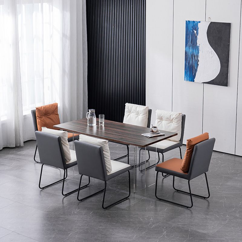 Industrial Kitchen Dining Chairs Faux Leather Side Chair with Black Legs