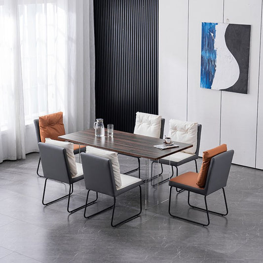 Industrial Kitchen Dining Chairs Faux Leather Side Chair with Black Legs