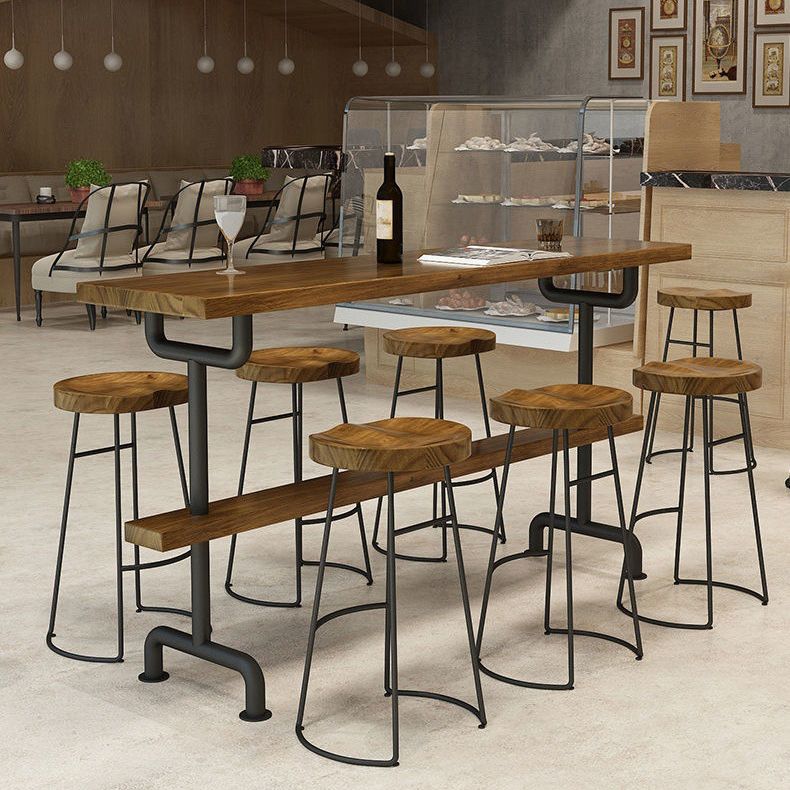 Armless Solid Wood Dining Stool Contemporary Bar Stool with Footrest Clearhalo 'Bar Furniture' 'Bar Stools' 'bar_stools' 'furn' 'furn_bar_stools' 'Furniture' 'Kitchen & Dining Furniture' 1200x1200_709f131d-5377-4353-aec6-5fc6033a73d6