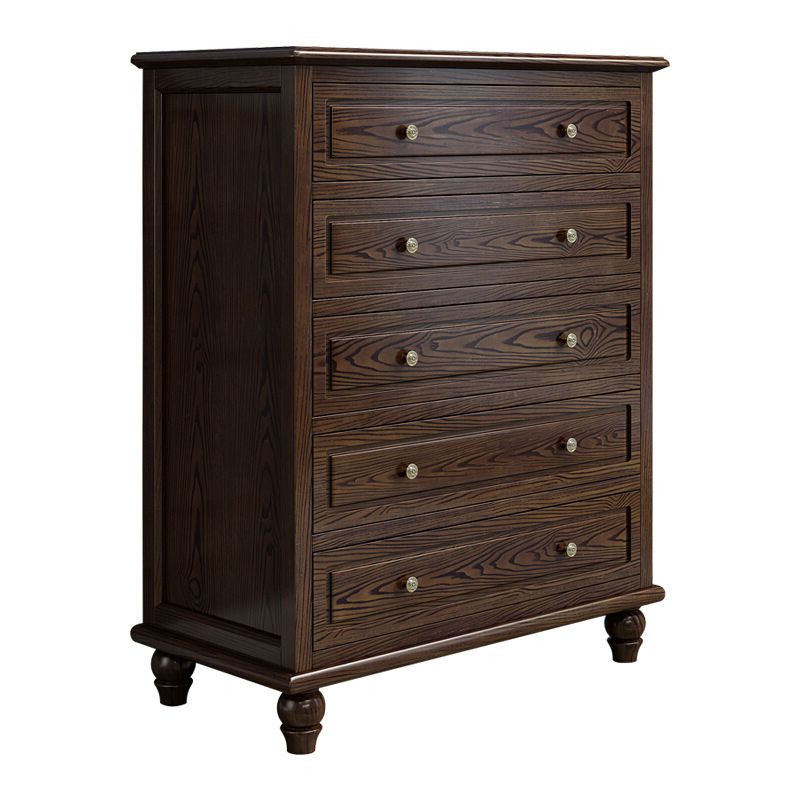 Coffre d'accent contemporain avec 5 tiroirs et pieds de chignon en bois massif