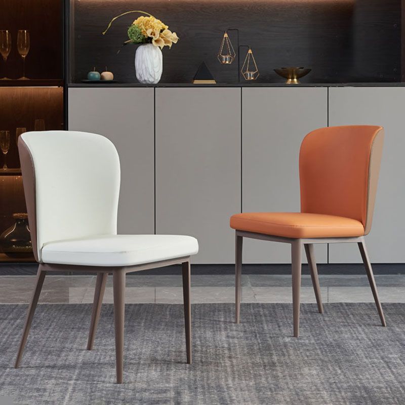 Contemporary Restaurant Leather Side Chair Brown Leg Wingback Dining Chair Clearhalo 'Dining Chairs' 'Dining Tables & Seating' 'dining_chair' 'furn' 'furn_dining_chair' 'Furniture' 'Kitchen & Dining Furniture' 1200x1200_70a4007b-27b4-4ae3-bfc9-82be890ce1ea