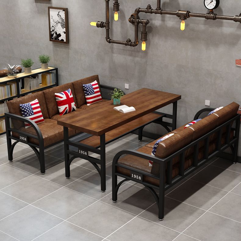 Industrial Solid Wood Dinner Room Kitchen Table Brown Table with Black Frame for Dining Room Clearhalo ' dining_table' 'Dining Tables & Seating' 'Dining Tables' 'furn' 'furn_dining_table' 'Furniture' 'furniture_dining_table' 'Kitchen & Dining Furniture' 'kitchen&dining_furn' 'kitchen' 'kitchen_dining_table' 1200x1200_70a565c8-e8cb-4846-beca-9f153047194d