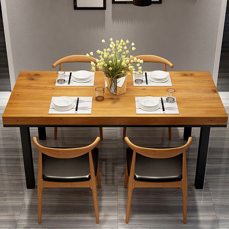 Industrial Solid Wood Top Table Natural and Black Dinner Room Kitchen Table Clearhalo 'Dining Tables & Seating' 'Dining Tables' 'dining_table' 'furn' 'furn_dining_table' 'Furniture' 'Kitchen & Dining Furniture' 1200x1200_70a67126-c09a-45d1-a207-7acc9891b5fc