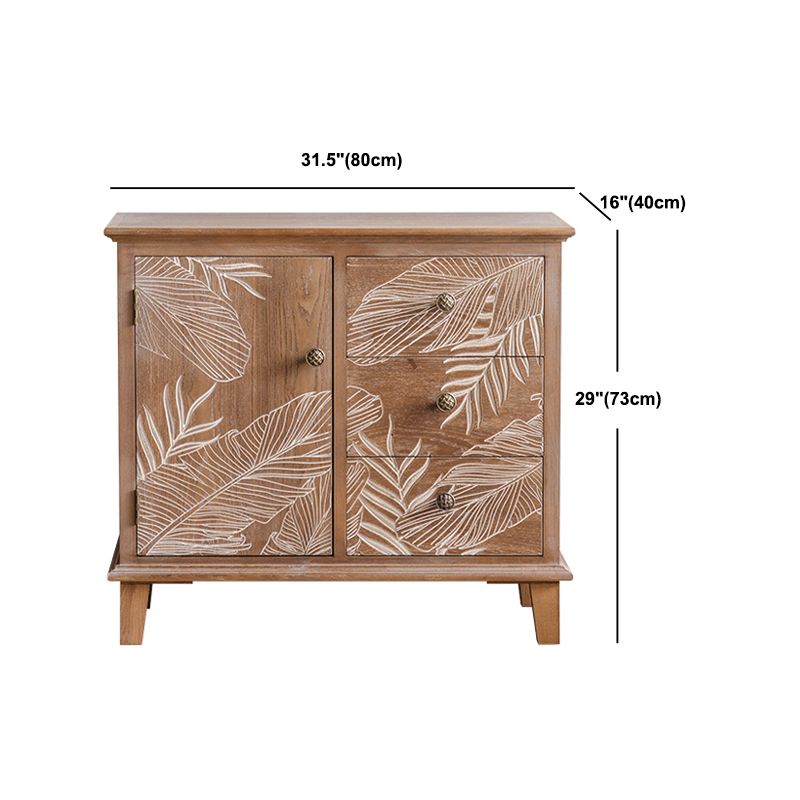 Coffre brun avec tiroirs, armoire rectangulaire en bois en détresse